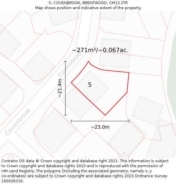 5, COVENBROOK, BRENTWOOD, CM13 2TR: Plot and title map