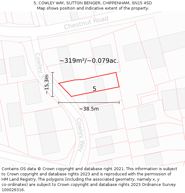 5, COWLEY WAY, SUTTON BENGER, CHIPPENHAM, SN15 4SD: Plot and title map