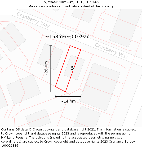 5, CRANBERRY WAY, HULL, HU4 7AQ: Plot and title map