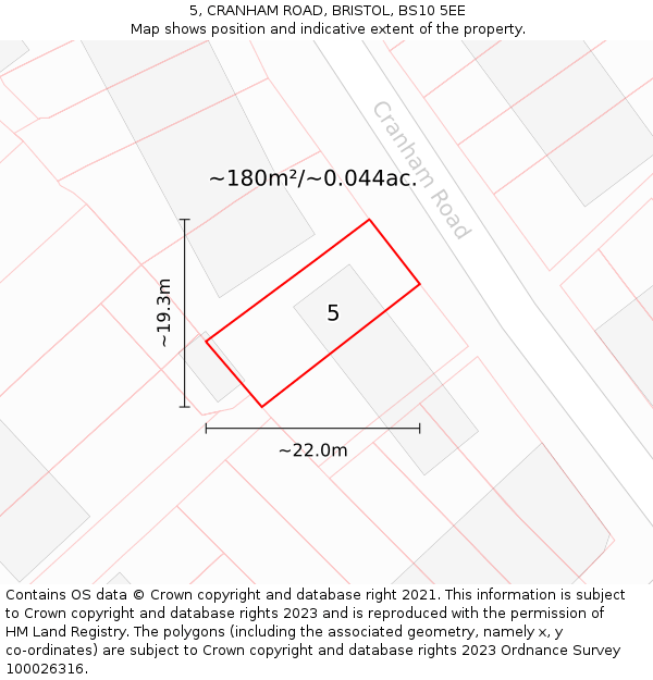 5, CRANHAM ROAD, BRISTOL, BS10 5EE: Plot and title map