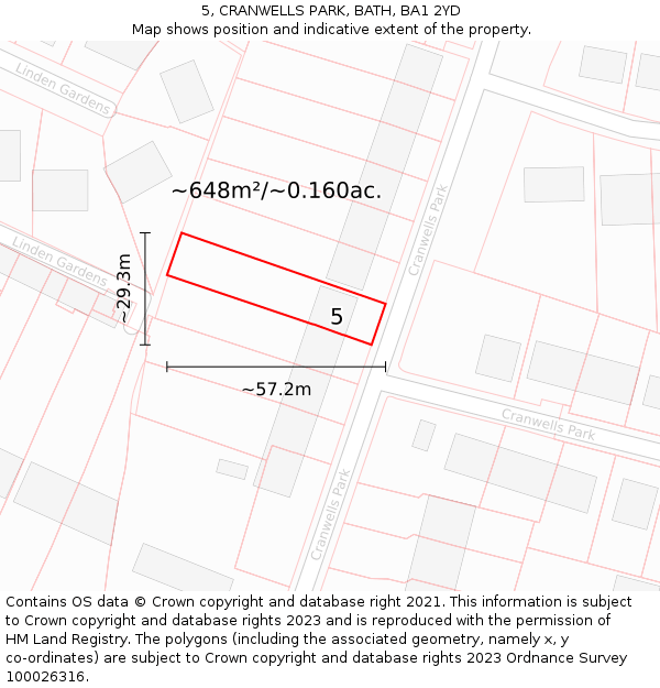 5, CRANWELLS PARK, BATH, BA1 2YD: Plot and title map