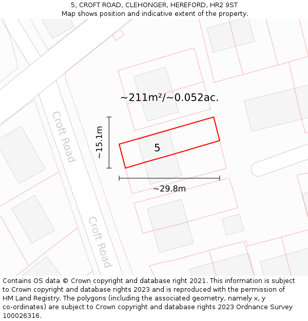 5, CROFT ROAD, CLEHONGER, HEREFORD, HR2 9ST: Plot and title map