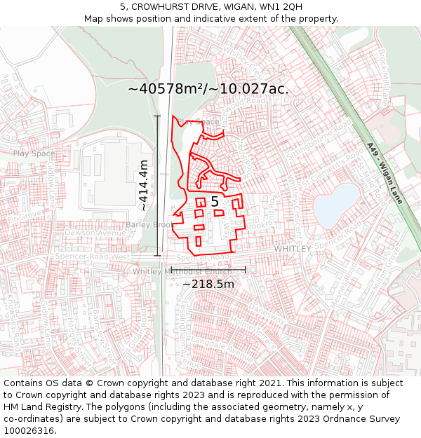 5, CROWHURST DRIVE, WIGAN, WN1 2QH: Plot and title map