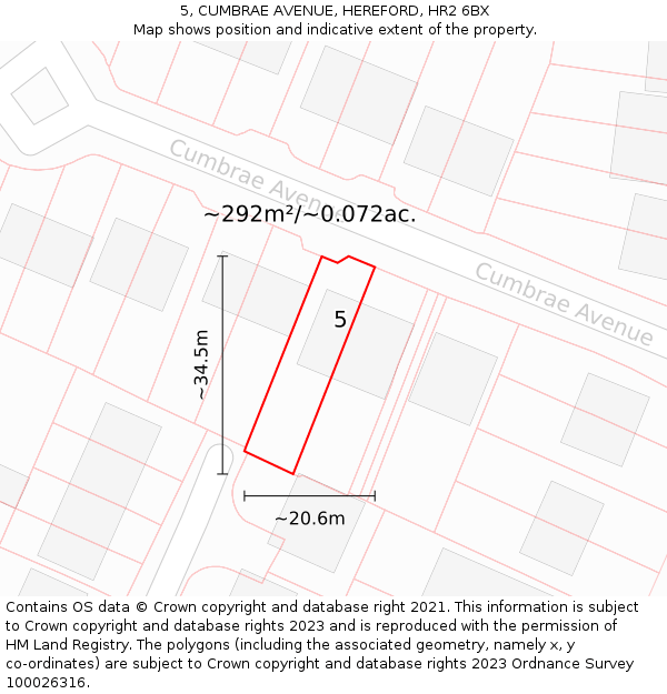 5, CUMBRAE AVENUE, HEREFORD, HR2 6BX: Plot and title map