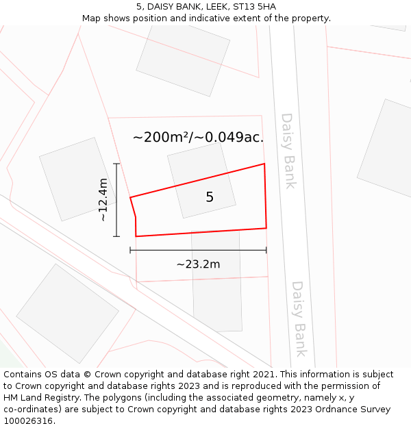 5, DAISY BANK, LEEK, ST13 5HA: Plot and title map