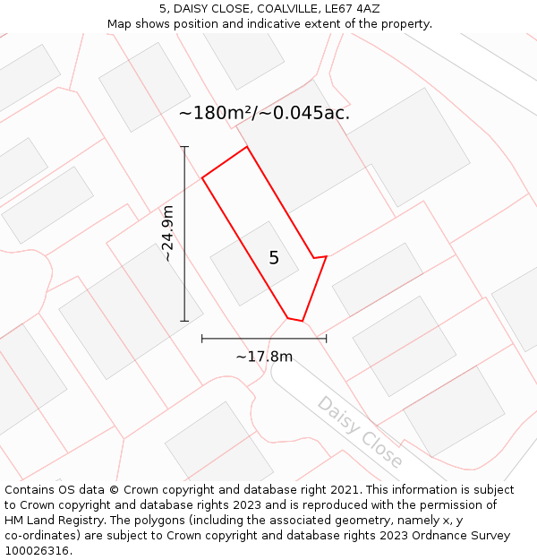 5, DAISY CLOSE, COALVILLE, LE67 4AZ: Plot and title map