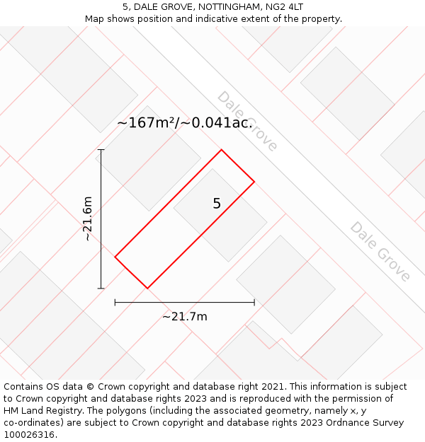 5, DALE GROVE, NOTTINGHAM, NG2 4LT: Plot and title map