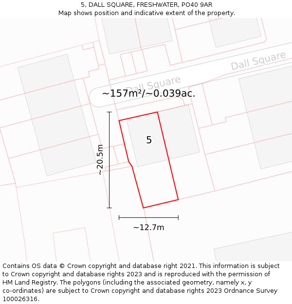 5, DALL SQUARE, FRESHWATER, PO40 9AR: Plot and title map