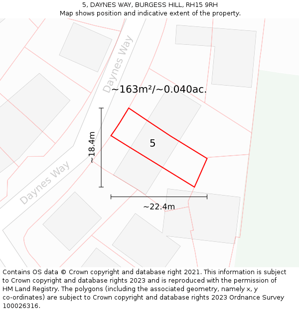 5, DAYNES WAY, BURGESS HILL, RH15 9RH: Plot and title map