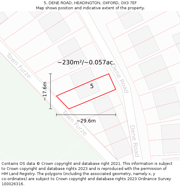 5, DENE ROAD, HEADINGTON, OXFORD, OX3 7EF: Plot and title map