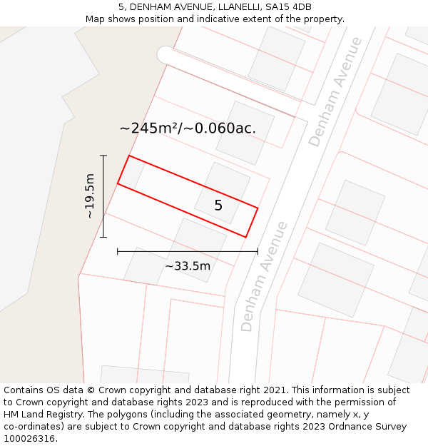 5, DENHAM AVENUE, LLANELLI, SA15 4DB: Plot and title map