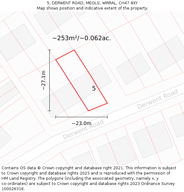 5, DERWENT ROAD, MEOLS, WIRRAL, CH47 8XY: Plot and title map