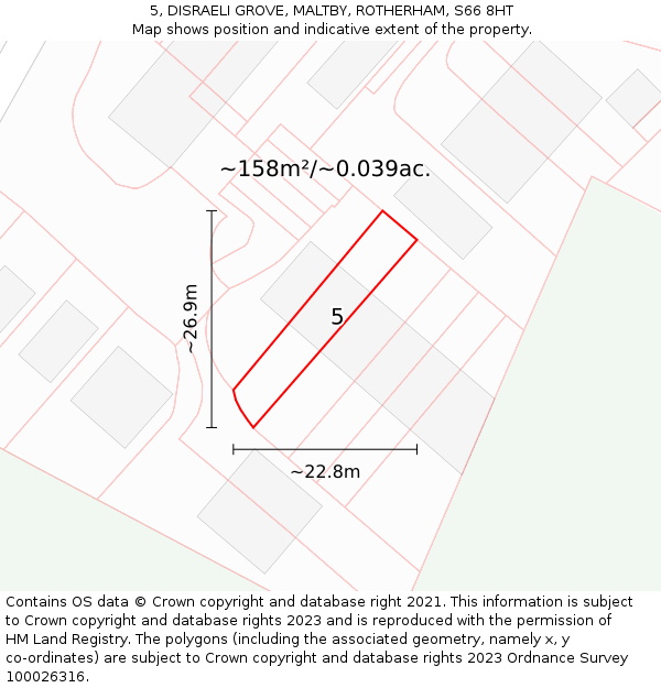 5, DISRAELI GROVE, MALTBY, ROTHERHAM, S66 8HT: Plot and title map