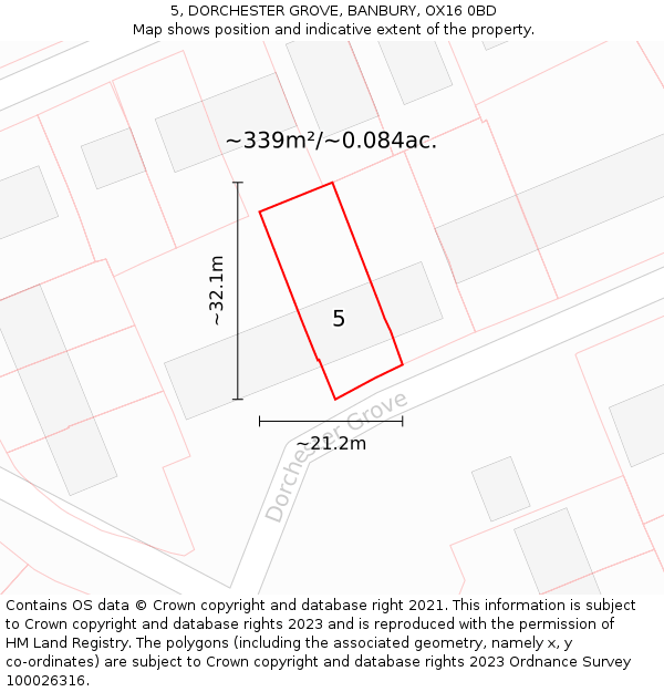 5, DORCHESTER GROVE, BANBURY, OX16 0BD: Plot and title map