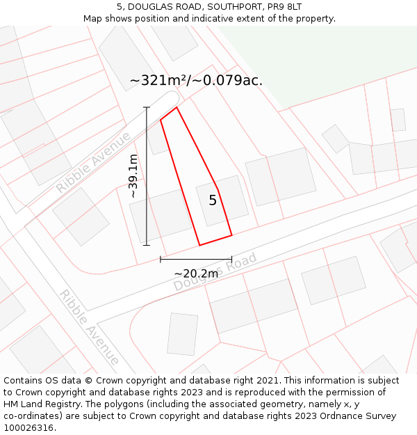 5, DOUGLAS ROAD, SOUTHPORT, PR9 8LT: Plot and title map