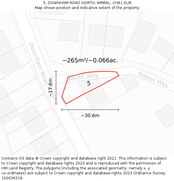 5, DOWNHAM ROAD NORTH, WIRRAL, CH61 6UR: Plot and title map