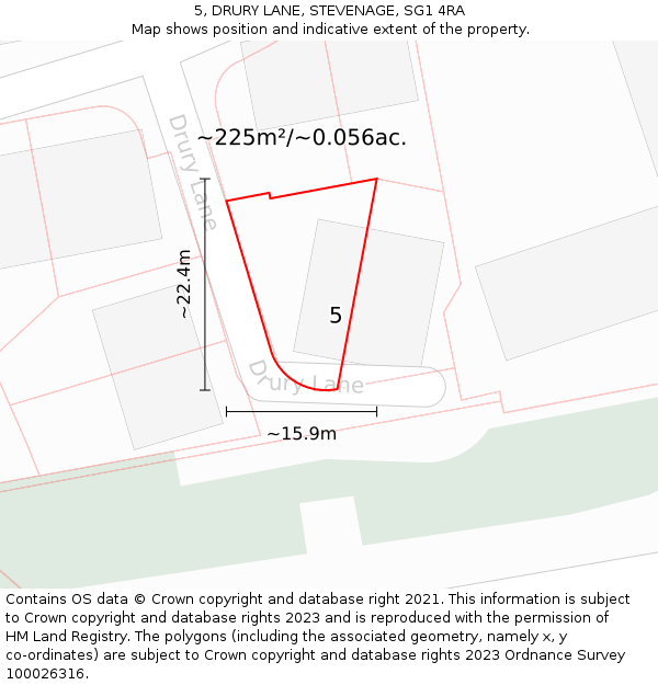 5, DRURY LANE, STEVENAGE, SG1 4RA: Plot and title map