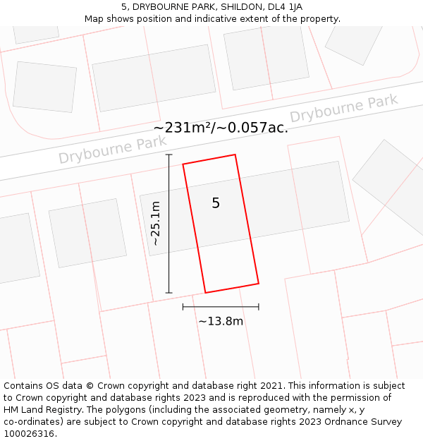 5, DRYBOURNE PARK, SHILDON, DL4 1JA: Plot and title map