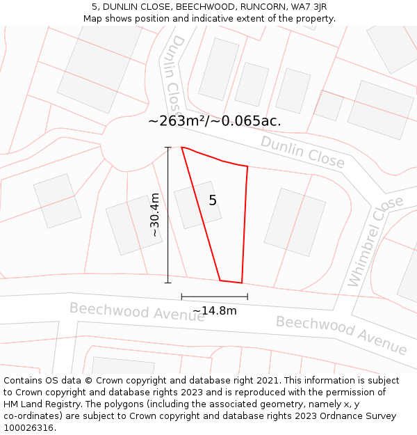 5, DUNLIN CLOSE, BEECHWOOD, RUNCORN, WA7 3JR: Plot and title map