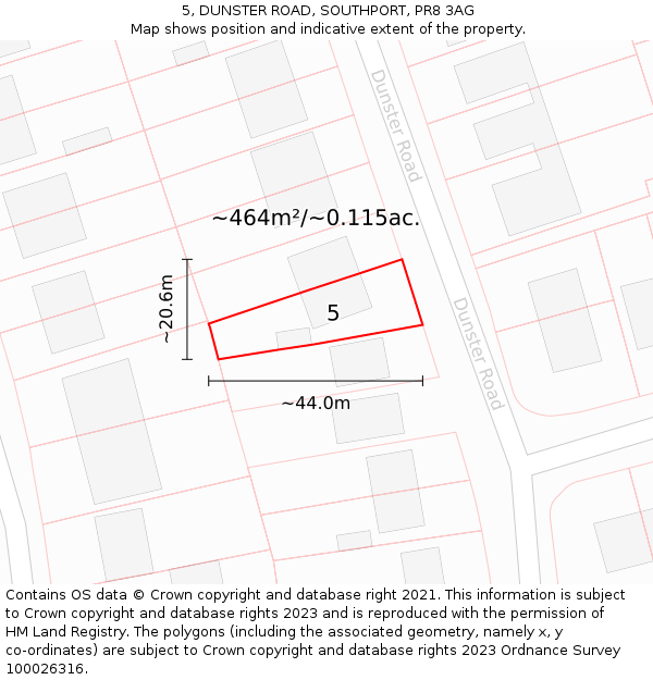 5, DUNSTER ROAD, SOUTHPORT, PR8 3AG: Plot and title map