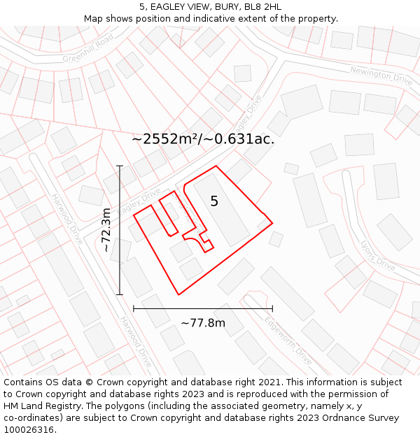 5, EAGLEY VIEW, BURY, BL8 2HL: Plot and title map