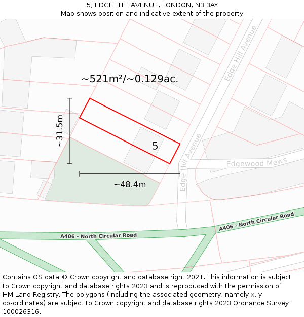 5, EDGE HILL AVENUE, LONDON, N3 3AY: Plot and title map