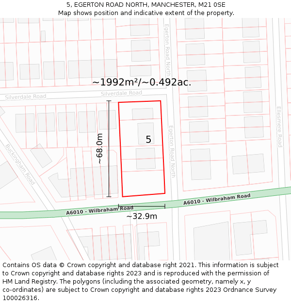 5, EGERTON ROAD NORTH, MANCHESTER, M21 0SE: Plot and title map