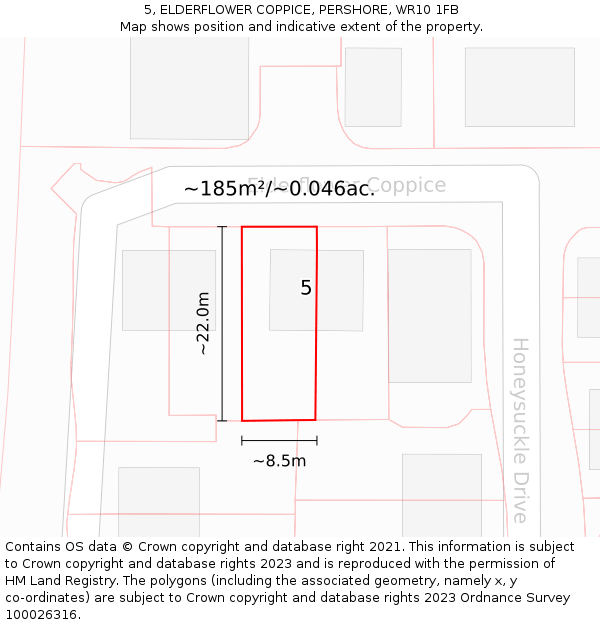 5, ELDERFLOWER COPPICE, PERSHORE, WR10 1FB: Plot and title map