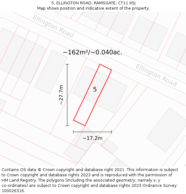 5, ELLINGTON ROAD, RAMSGATE, CT11 9SJ: Plot and title map