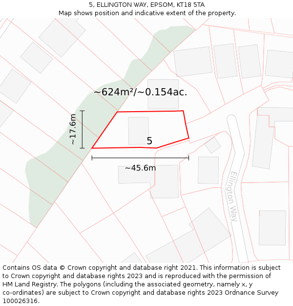 5, ELLINGTON WAY, EPSOM, KT18 5TA: Plot and title map