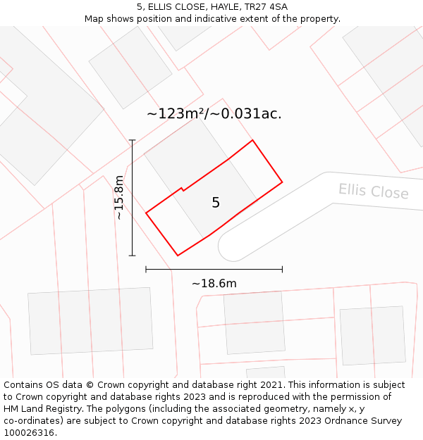 5, ELLIS CLOSE, HAYLE, TR27 4SA: Plot and title map