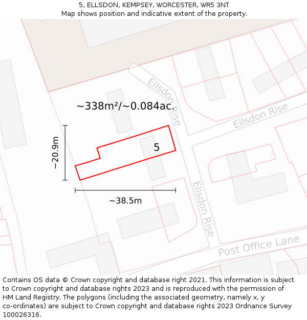 5, ELLSDON, KEMPSEY, WORCESTER, WR5 3NT: Plot and title map