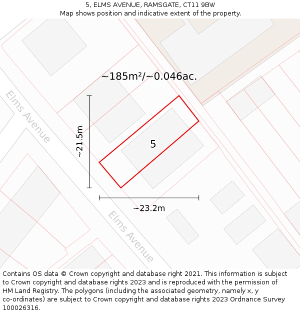 5, ELMS AVENUE, RAMSGATE, CT11 9BW: Plot and title map