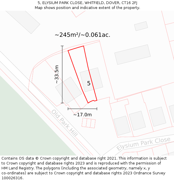 5, ELYSIUM PARK CLOSE, WHITFIELD, DOVER, CT16 2FJ: Plot and title map