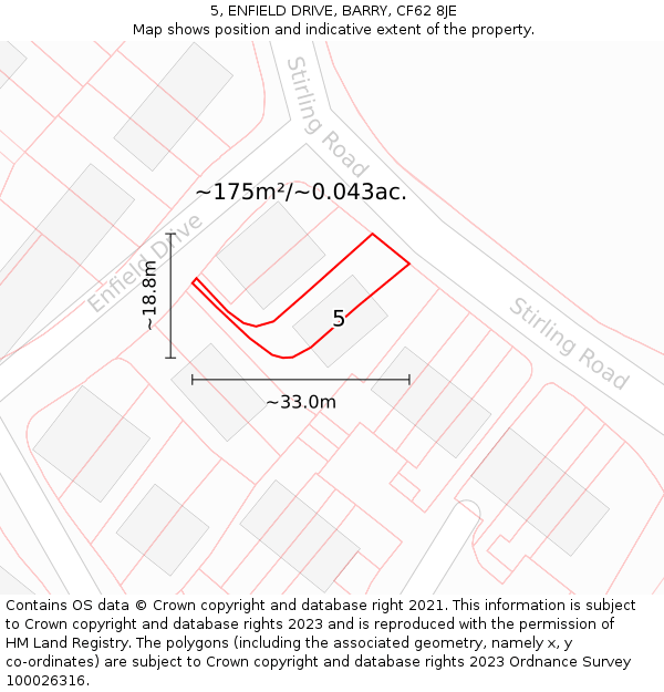 5, ENFIELD DRIVE, BARRY, CF62 8JE: Plot and title map