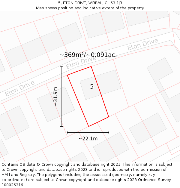 5, ETON DRIVE, WIRRAL, CH63 1JR: Plot and title map