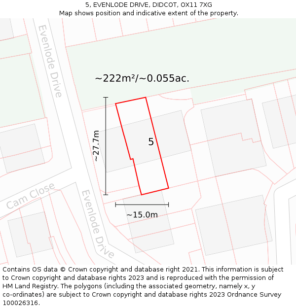 5, EVENLODE DRIVE, DIDCOT, OX11 7XG: Plot and title map