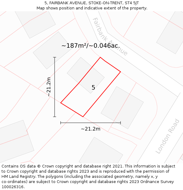 5, FAIRBANK AVENUE, STOKE-ON-TRENT, ST4 5JT: Plot and title map