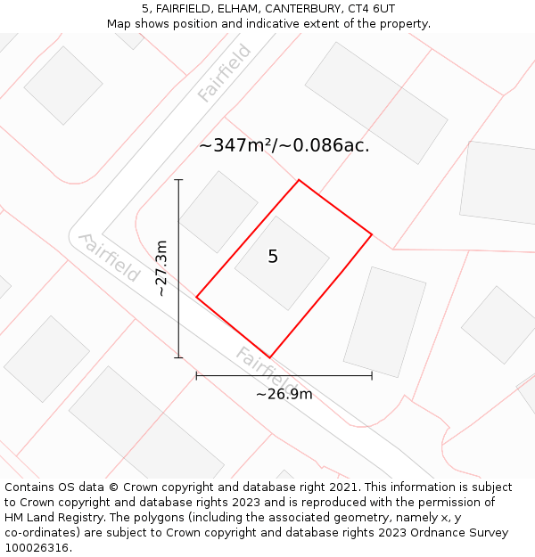 5, FAIRFIELD, ELHAM, CANTERBURY, CT4 6UT: Plot and title map