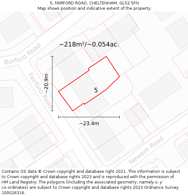 5, FAIRFORD ROAD, CHELTENHAM, GL52 5FN: Plot and title map