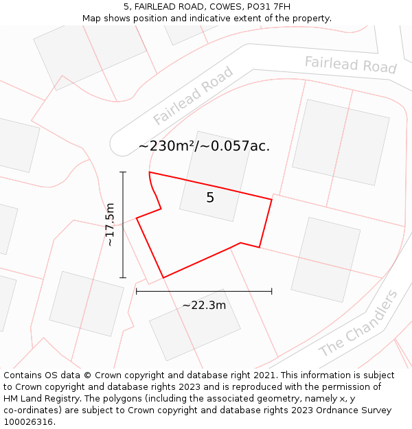 5, FAIRLEAD ROAD, COWES, PO31 7FH: Plot and title map