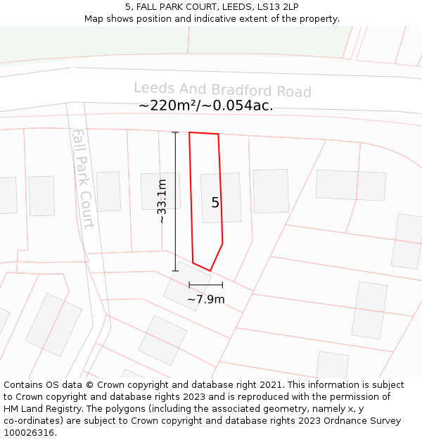 5, FALL PARK COURT, LEEDS, LS13 2LP: Plot and title map