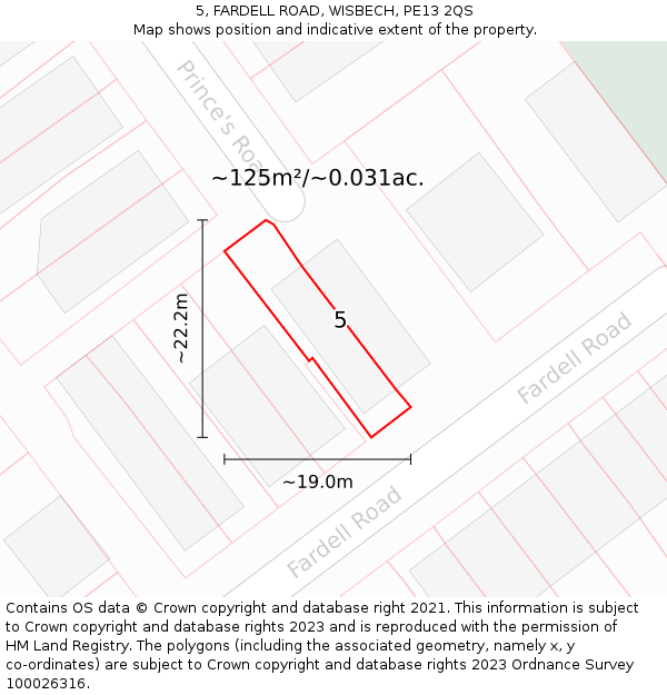 5, FARDELL ROAD, WISBECH, PE13 2QS: Plot and title map