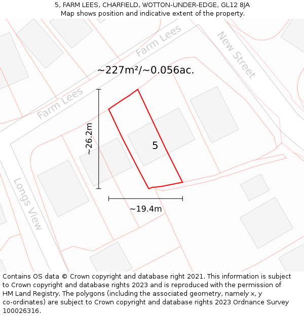 5, FARM LEES, CHARFIELD, WOTTON-UNDER-EDGE, GL12 8JA: Plot and title map