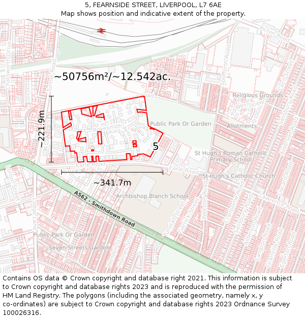 5, FEARNSIDE STREET, LIVERPOOL, L7 6AE: Plot and title map