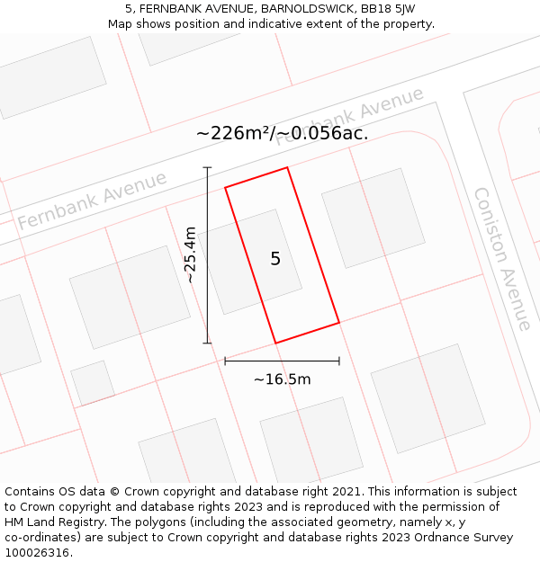 5, FERNBANK AVENUE, BARNOLDSWICK, BB18 5JW: Plot and title map