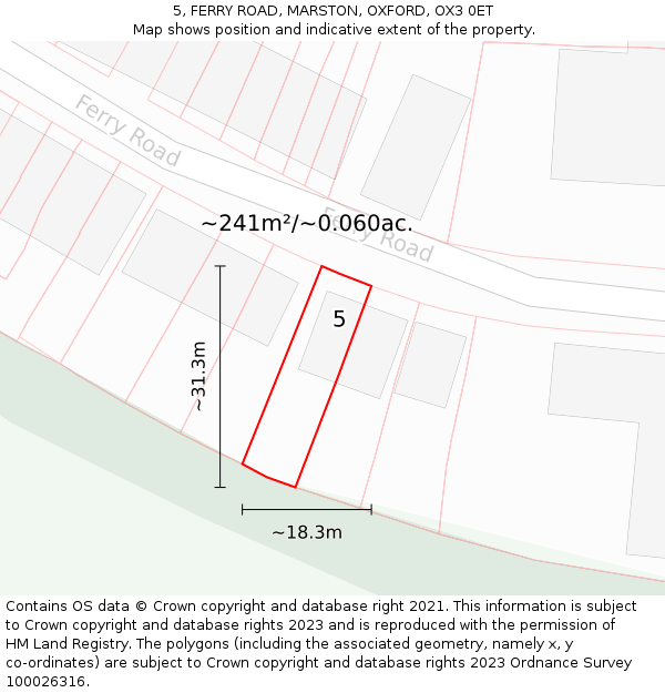 5, FERRY ROAD, MARSTON, OXFORD, OX3 0ET: Plot and title map