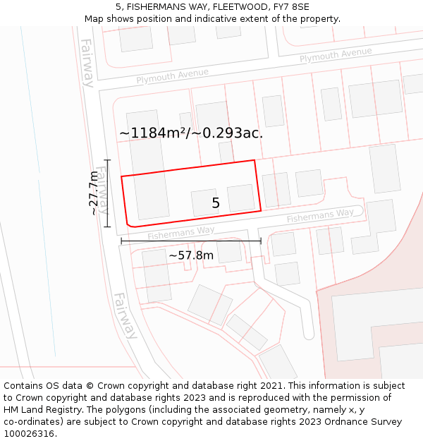 5, FISHERMANS WAY, FLEETWOOD, FY7 8SE: Plot and title map