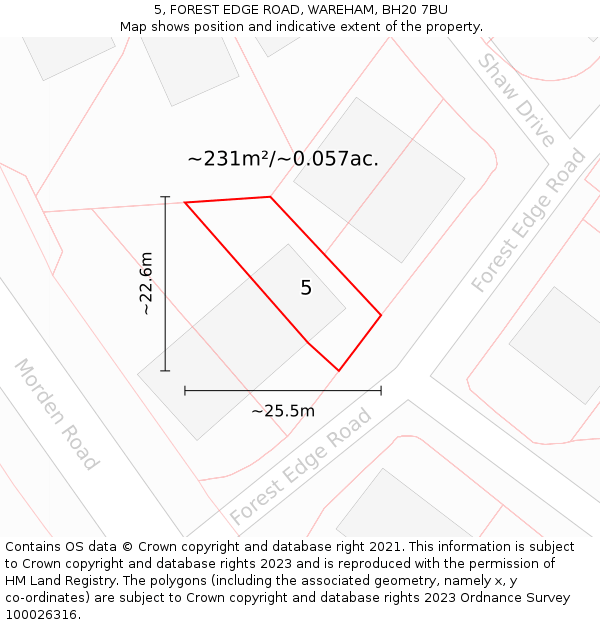 5, FOREST EDGE ROAD, WAREHAM, BH20 7BU: Plot and title map