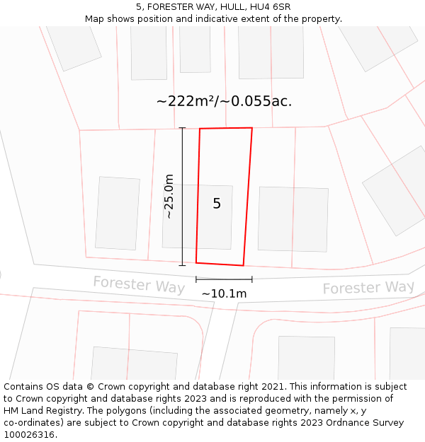 5, FORESTER WAY, HULL, HU4 6SR: Plot and title map